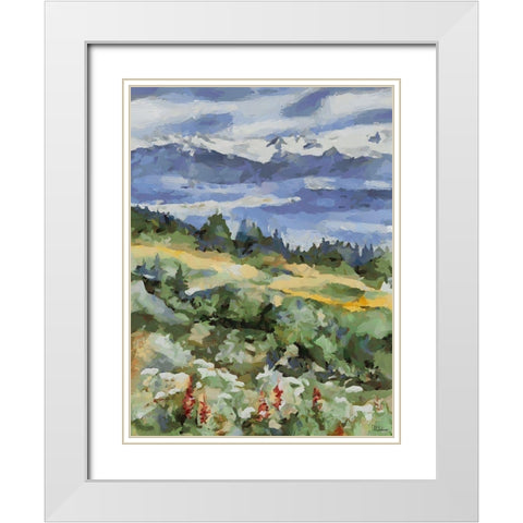 Countryside with Mountains II White Modern Wood Framed Art Print with Double Matting by Medeiros, Celito