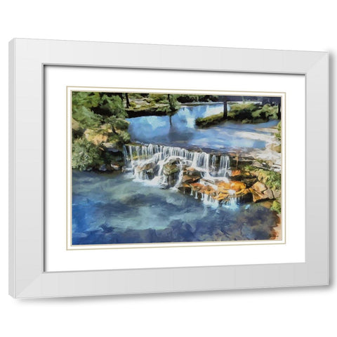 White Waterfall White Modern Wood Framed Art Print with Double Matting by Medeiros, Celito
