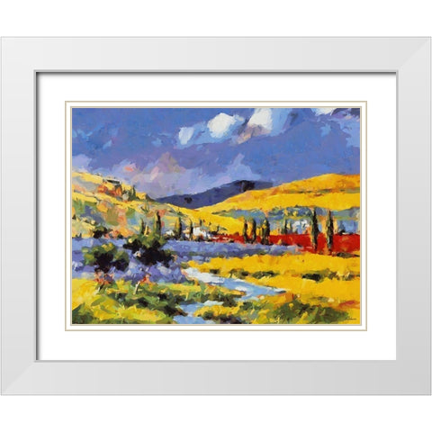 Colorful Landscape White Modern Wood Framed Art Print with Double Matting by Medeiros, Celito