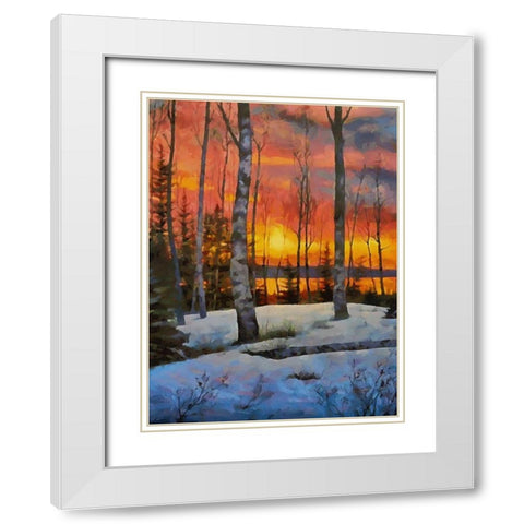 Sunseet in Winter White Modern Wood Framed Art Print with Double Matting by Medeiros, Celito