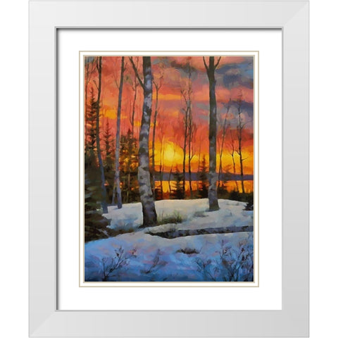 Sunseet in Winter White Modern Wood Framed Art Print with Double Matting by Medeiros, Celito