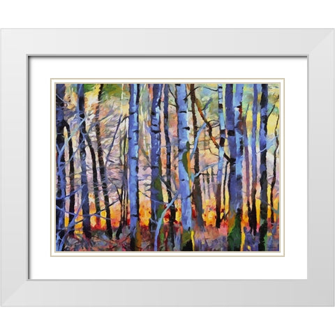 Birch Variation I White Modern Wood Framed Art Print with Double Matting by Medeiros, Celito