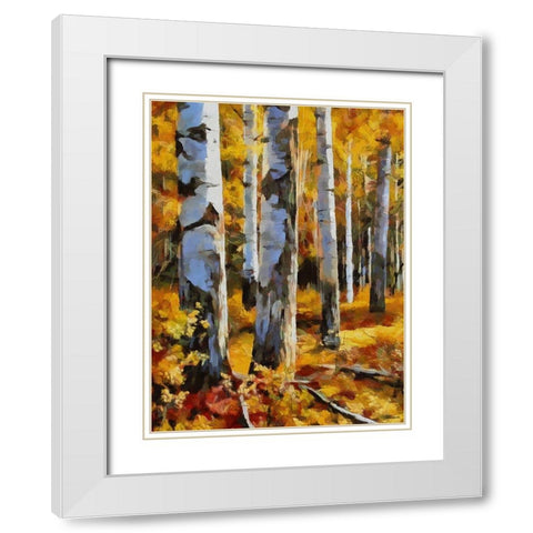 Birch Variation IV White Modern Wood Framed Art Print with Double Matting by Medeiros, Celito
