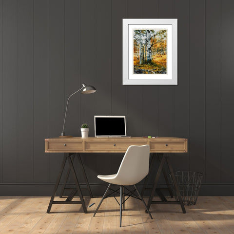 Birch Variation VII White Modern Wood Framed Art Print with Double Matting by Medeiros, Celito