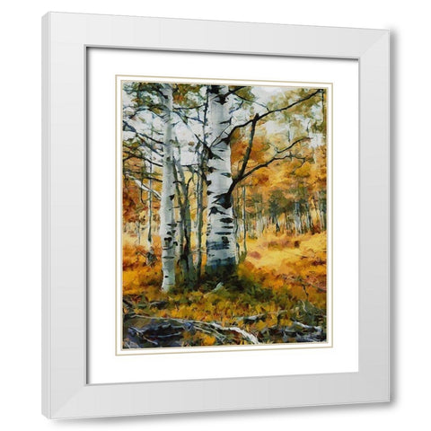 Birch Variation VII White Modern Wood Framed Art Print with Double Matting by Medeiros, Celito