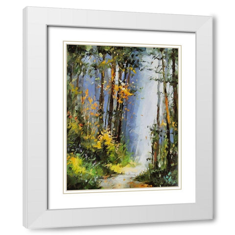 Path Trough The Woods I White Modern Wood Framed Art Print with Double Matting by Medeiros, Celito