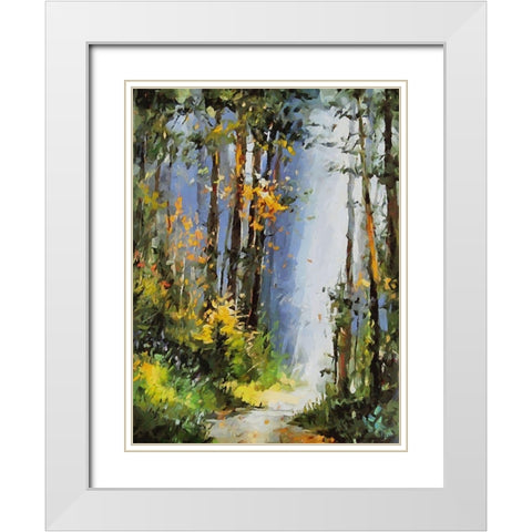 Path Trough The Woods I White Modern Wood Framed Art Print with Double Matting by Medeiros, Celito
