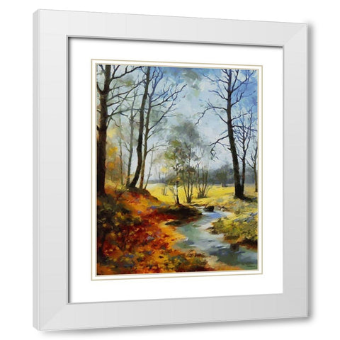 Stream Trough The Woods I White Modern Wood Framed Art Print with Double Matting by Medeiros, Celito