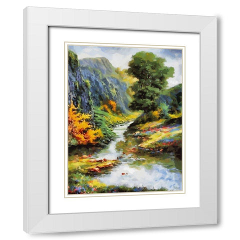 Romantic Nature in Autumn II White Modern Wood Framed Art Print with Double Matting by Medeiros, Celito