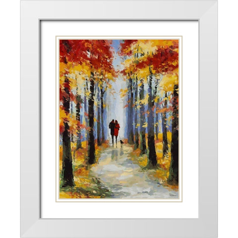 Romantic Nature in Autumn III White Modern Wood Framed Art Print with Double Matting by Medeiros, Celito