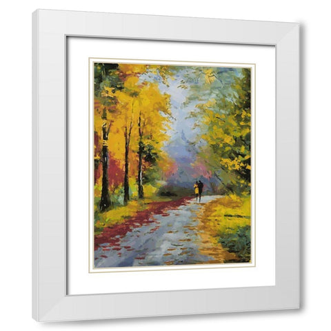 Romantic Nature in Autumn IV White Modern Wood Framed Art Print with Double Matting by Medeiros, Celito