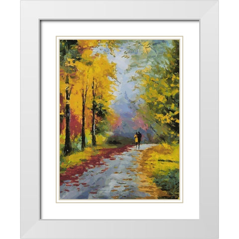 Romantic Nature in Autumn IV White Modern Wood Framed Art Print with Double Matting by Medeiros, Celito