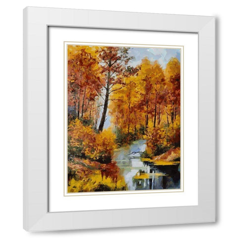Romantic Nature in Autumn V White Modern Wood Framed Art Print with Double Matting by Medeiros, Celito
