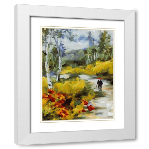 Romantic Nature in Autumn VII White Modern Wood Framed Art Print with Double Matting by Medeiros, Celito