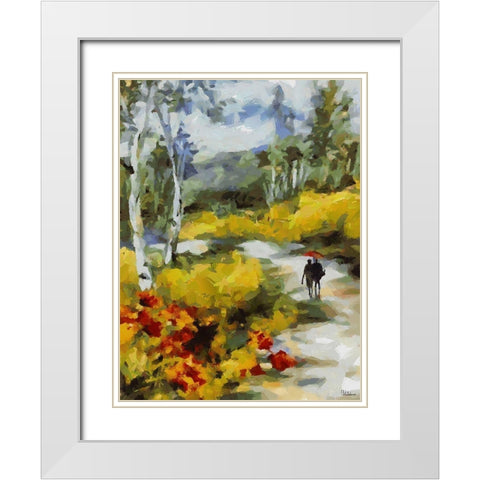 Romantic Nature in Autumn VII White Modern Wood Framed Art Print with Double Matting by Medeiros, Celito