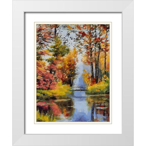 Romantic Nature in Autumn XI White Modern Wood Framed Art Print with Double Matting by Medeiros, Celito