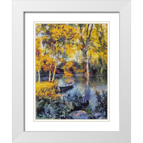 Romantic Nature in Autumn XIV White Modern Wood Framed Art Print with Double Matting by Medeiros, Celito