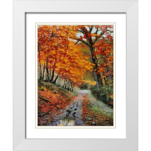 Romantic Nature in Autumn XVII White Modern Wood Framed Art Print with Double Matting by Medeiros, Celito