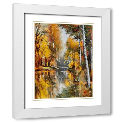 Romantic Nature in Autumn XVIII White Modern Wood Framed Art Print with Double Matting by Medeiros, Celito