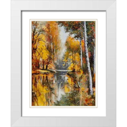 Romantic Nature in Autumn XVIII White Modern Wood Framed Art Print with Double Matting by Medeiros, Celito
