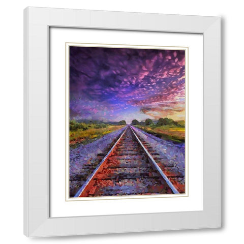 Purple Rail White Modern Wood Framed Art Print with Double Matting by Medeiros, Celito