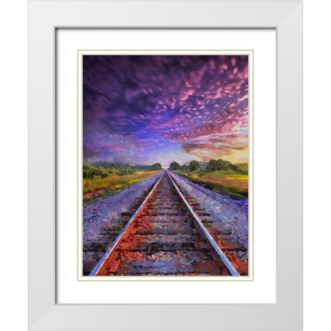 Purple Rail White Modern Wood Framed Art Print with Double Matting by Medeiros, Celito