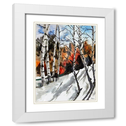 Birches in Snow White Modern Wood Framed Art Print with Double Matting by Medeiros, Celito