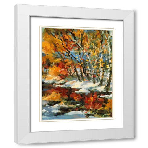 Stream in Winter III White Modern Wood Framed Art Print with Double Matting by Medeiros, Celito