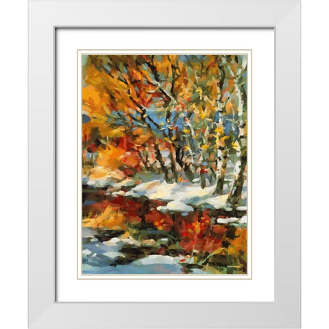 Stream in Winter III White Modern Wood Framed Art Print with Double Matting by Medeiros, Celito