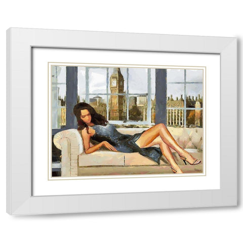Girl in Silver in London White Modern Wood Framed Art Print with Double Matting by Medeiros, Celito