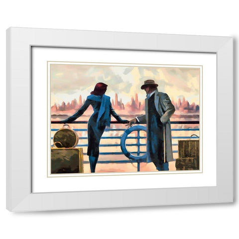 Welcome to New York White Modern Wood Framed Art Print with Double Matting by Medeiros, Celito