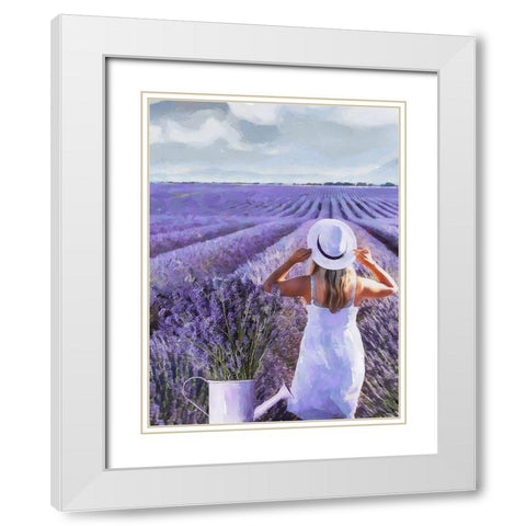 Girl with a White Hat White Modern Wood Framed Art Print with Double Matting by Medeiros, Celito