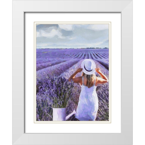Girl with a White Hat White Modern Wood Framed Art Print with Double Matting by Medeiros, Celito