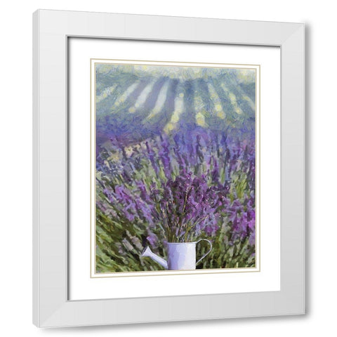 Can in the Lavender Field White Modern Wood Framed Art Print with Double Matting by Medeiros, Celito