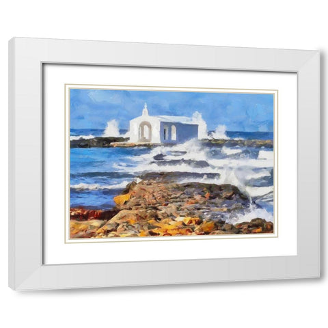 White Church on the Beach White Modern Wood Framed Art Print with Double Matting by Medeiros, Celito