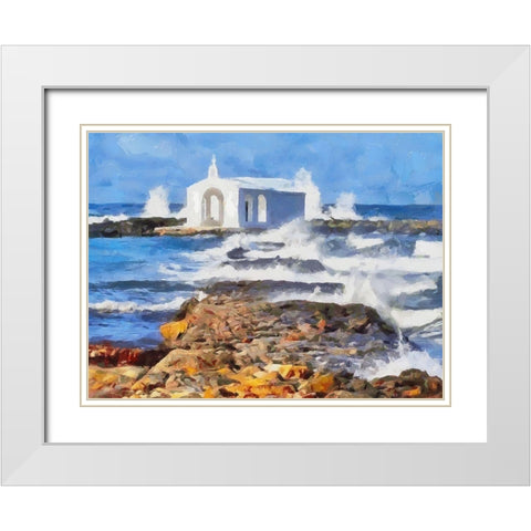 White Church on the Beach White Modern Wood Framed Art Print with Double Matting by Medeiros, Celito