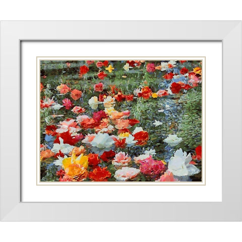 Red, White and Pink Flowers White Modern Wood Framed Art Print with Double Matting by Medeiros, Celito