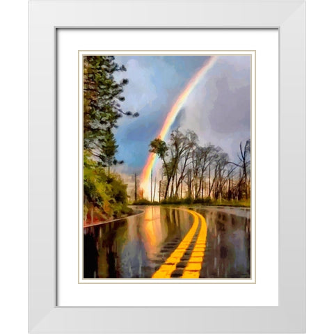 Rainbove over the Street White Modern Wood Framed Art Print with Double Matting by Medeiros, Celito