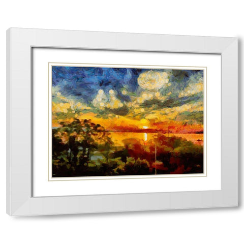 Impression of the Sunset White Modern Wood Framed Art Print with Double Matting by Medeiros, Celito