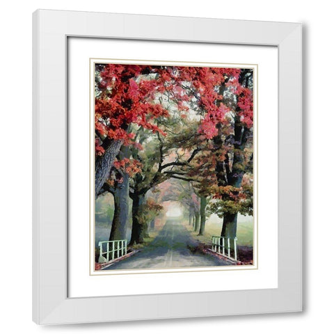 Tree with red Leaves White Modern Wood Framed Art Print with Double Matting by Medeiros, Celito