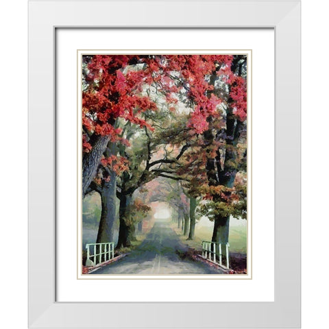Tree with red Leaves White Modern Wood Framed Art Print with Double Matting by Medeiros, Celito