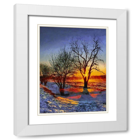 Sunrise in Frozen Landscape II White Modern Wood Framed Art Print with Double Matting by Medeiros, Celito
