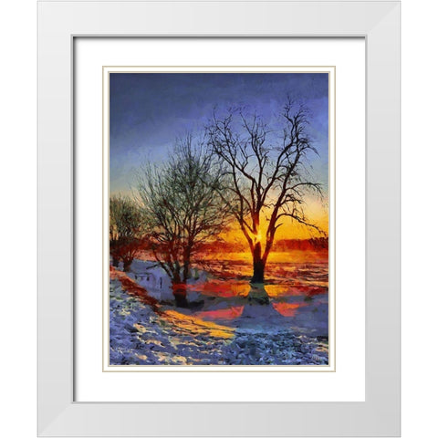 Sunrise in Frozen Landscape II White Modern Wood Framed Art Print with Double Matting by Medeiros, Celito