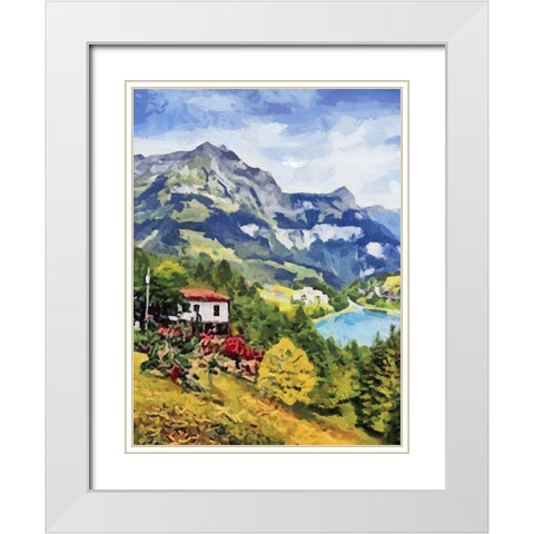 Mountains Landscape White Modern Wood Framed Art Print with Double Matting by Medeiros, Celito