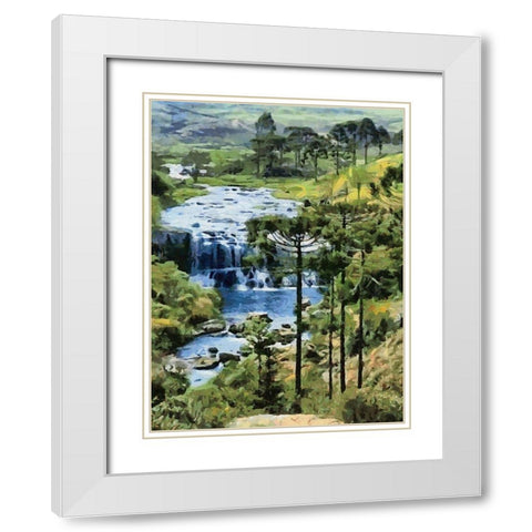 Nice Watterfall White Modern Wood Framed Art Print with Double Matting by Medeiros, Celito