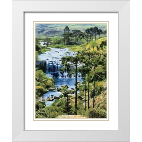Nice Watterfall White Modern Wood Framed Art Print with Double Matting by Medeiros, Celito