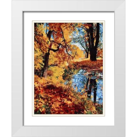 Bay in Autumn I White Modern Wood Framed Art Print with Double Matting by Medeiros, Celito