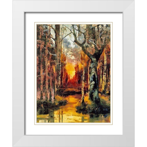 Bay in Autumn II White Modern Wood Framed Art Print with Double Matting by Medeiros, Celito