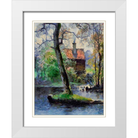 House near the Lake White Modern Wood Framed Art Print with Double Matting by Medeiros, Celito