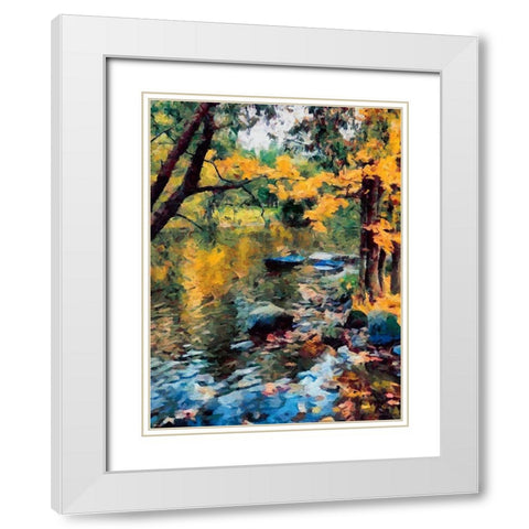 Boats on the River White Modern Wood Framed Art Print with Double Matting by Medeiros, Celito